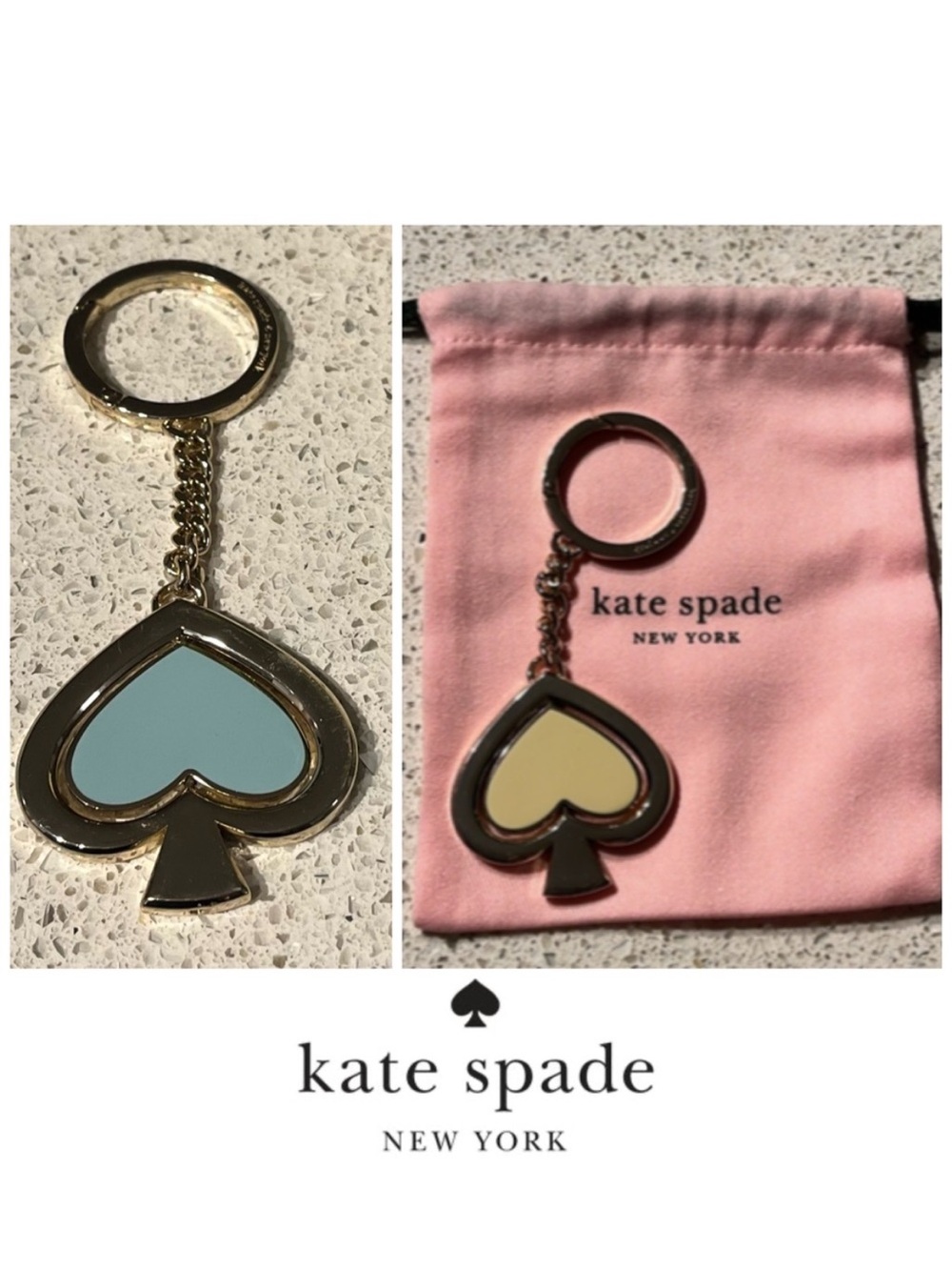 Kate Spade 🎉 HOST PICK! 🎉 Authentic Blue & Yellow Heart Swivel Key Fob keyring